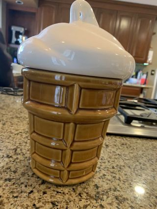 Vintage Vanilla Ice Cream Curl Cone Cookie Jar Ceramic Large 13 " Tall