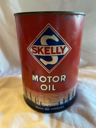 Vintage Skelly Motor Oil One Quart Oil Cans Advertising Gas Oil Sign Can