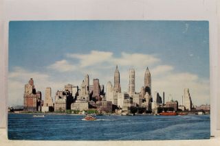 York Ny Nyc Manhattan Island United Air Lines Postcard Old Vintage Card View