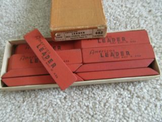 Vintage Box Of 12 American Leader 3 " Red Erasers No.  482