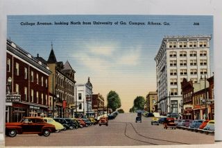 Georgia Ga Athens University College Avenue Postcard Old Vintage Card View Post