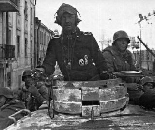 German Panzer Tank Commander With Soldiers 8 " X 10 " World War Ii Ww2 Photo 387