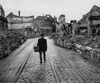 Man Walking Through A Destroyed German City 8 " X 10 " Wwii Photo 372