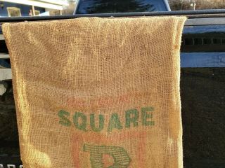 Vintage Square Deal 100 lbs Burlap Potatoes Sack W.  A.  Davis Church VA. 2