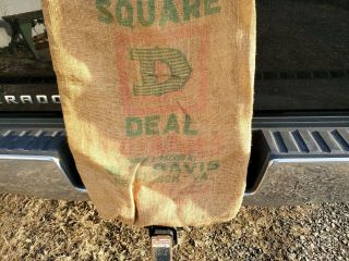 Vintage Square Deal 100 lbs Burlap Potatoes Sack W.  A.  Davis Church VA. 3