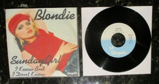 Blondie Rare 1978 Sweden 7 " 45 Sunday Girl Scandinavia Chs - 2320 Debbie Harry Ex,