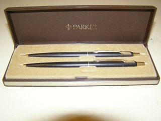 Vintage Parker Pen And Mechanical Pencil Set Gold Trim