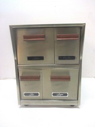 Retro Speco Chrome Metal Canister Set 4 In 1 Cabinet Table Top Or Hang On Wall