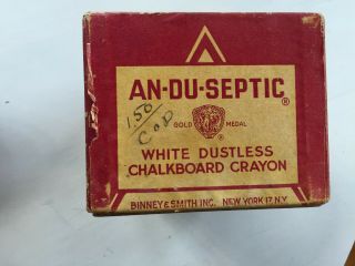 Vintage Box of Binney & Smith An - Du - Septic White Dustless Chalkboard Chalk 3