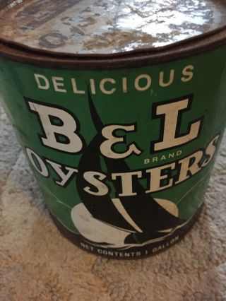 Vintage 1 Gallon Delicious B & L Oysters