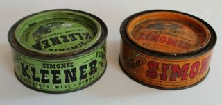 2 Early Vintage Simoniz Car Wax & Auto Kleener Cans
