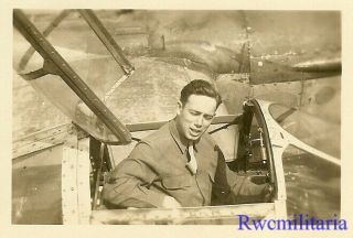 Org.  Photo: Us Pilot Posed In Cockpit Of P - 38 Fighter Plane