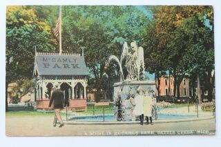 Old Postcard A Scene In Mccamly Park,  Battle Creek,  Michigan,  1914