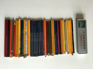Vintage Pencils American Bonny Blue 1201,  Empty Tin And More