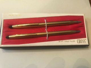 Vintage Cross 1/20 12 Kt.  Gold Filled Pen And Pencil Set