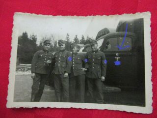 Wwii German Photo Combat Soldiers Rad By Truck