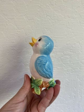 Vintage Ceramic Singing Pie Bird Funnel Vent Blue Bird 3