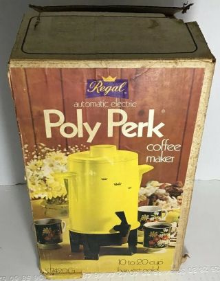 Vintage Regal Poly Perk Coffee Maker 10 - 20 Cup Automatic Electric W/original Box