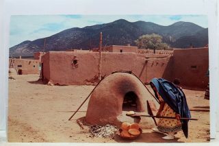 Mexico Nm Taos Pueblo Indian Woman Baking Bread Postcard Old Vintage Card Pc