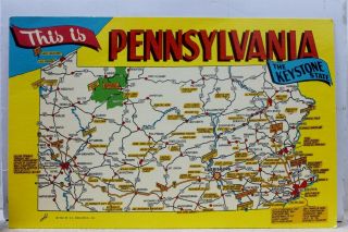 Pennsylvania Pa Keystone State Map Postcard Old Vintage Card View Standard Post