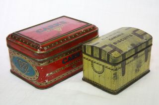 TWO CARR ' S CARLISLE BISCUIT,  CHOCOLATES,  TOFFEE TINS ENGLAND 2