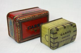 TWO CARR ' S CARLISLE BISCUIT,  CHOCOLATES,  TOFFEE TINS ENGLAND 3