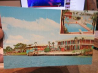 Vintage Old Postcard Florida Fort Ft Walton Beach Edgwater Motel Apartments Pool