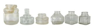 6 Vtg Antique Glass Inkwells Ink Bottles All Different Parker Sheaffer 