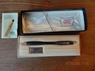 Cross Classic Black Ball Pen Gold Trim 2502 Vintage Very Good Cond