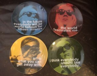 Andy Warhol Precidio Quote Plates Signed Melamine Set Of Four