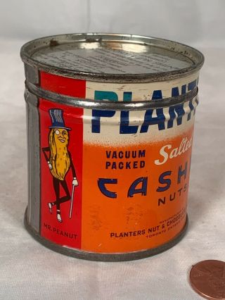 Vintage 1950’s Planters Mr Peanut Canada 4 Oz Cashew Key Wind Tin