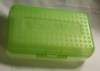 Spacemaker Pencil Box Light Green & Frosted Clear Vtg 90 