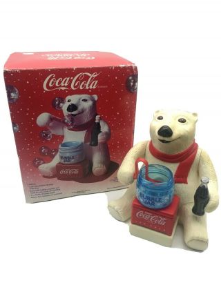 Vintage 1996 Coca Cola Polar Bear Bubble Blowing Coke Ornament -