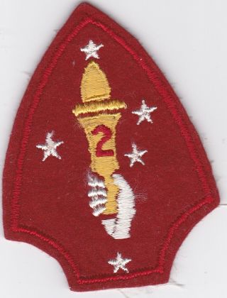Wwii Wool Usmc 2nd Marine Division Patch White Hand