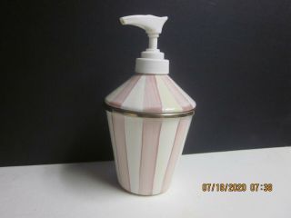Mackenzie Child Bathing Hut Pink White Stripe Lotion Soap Dispenser