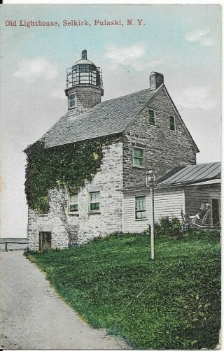 The Old Lighthouse,  Selkirk,  Pulaski,  N.  Y.  Antique 1917 Postally Postcard