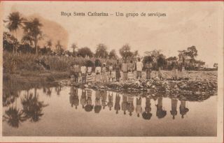 S.  Thome And Principe,  Roça Santa Catarina - Native Workers - Old Postcard