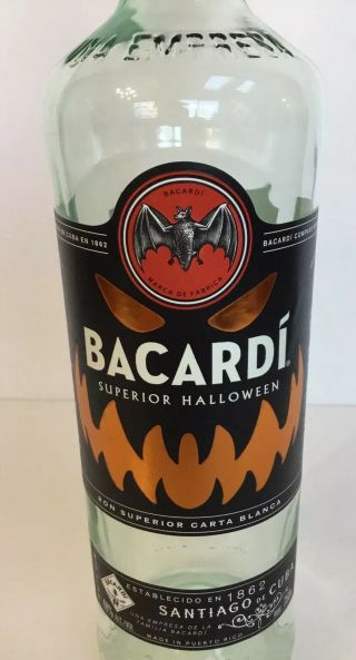 Rare Collectible Bacardi Superior Limited Edition Halloween Empty Bottle 750 Ml