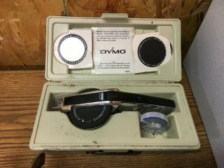 Vintage Dymo 1550 Deluxe Tapewriter Kit Chrome Label Maker W Box & Wheels