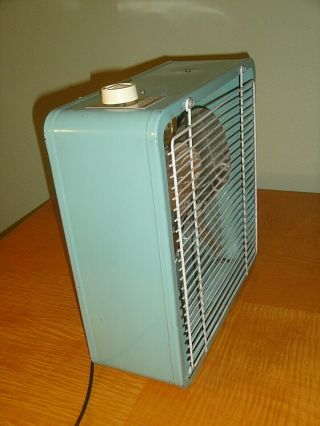 Vintage Retro Aqua Eskimo 15 " Metal Box Fan 3 Speed Mcgraw - Edison Great