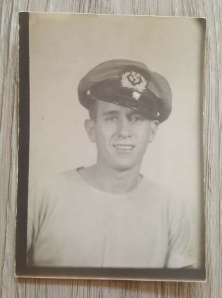 Vintage Photo Booth Handsome Young Man In Military Cap