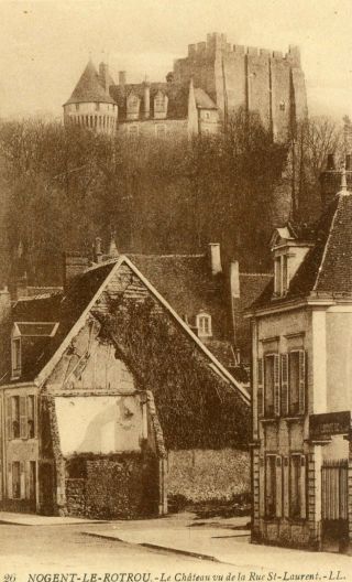 France Nogent - Le - Rotrou - Le Chateau Vu De La Rue St - Laurent Old Sepia Postcard