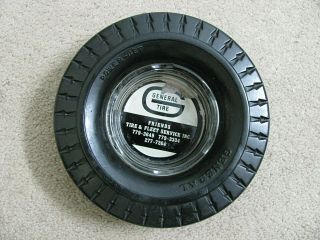 Vtg General Tire Ashtray 6 " Rubber Tire With Glass Ashtray Insert Friends Tire