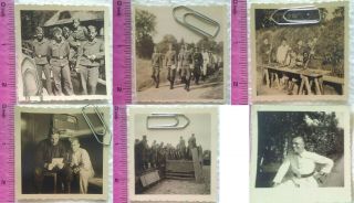 6x Ww2 Orig.  Photos German Officers Soldiers Medal Uniforms Belts 2.  5 X 2.  5 Inch