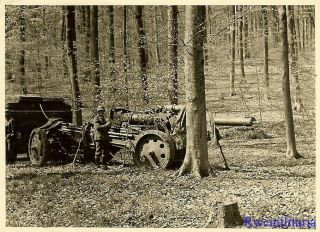 Port.  Photo: BEST German SdKfz Halftrack in Woods w/ sFH.  18 15cm Artillery Gun 2