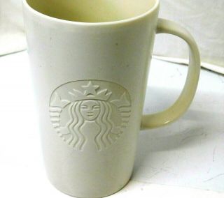 Starbucks 2014 Mug Grande 16oz Tall White Etched Siren Mermaid Logo