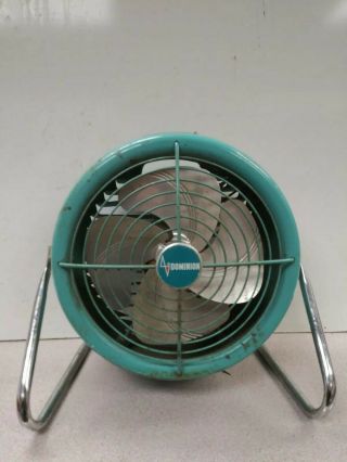 1950s Vintage 10 " Dominion Turquoise Teal Robins Egg Blue Industrial Floor Fan