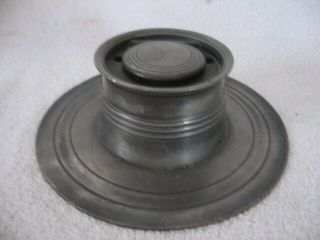 Vintage Pewter Nautical Inkwell W/ Glass Insert