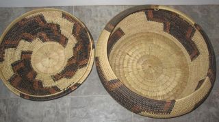 Large Ethnic Hand Woven Patterned Wicker Basket with Lid - Natural Earthy Colours 2