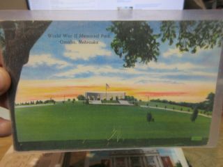 Vintage Old Nebraska Postcard Omaha World War Ii Memorial Park Veterans Memorial